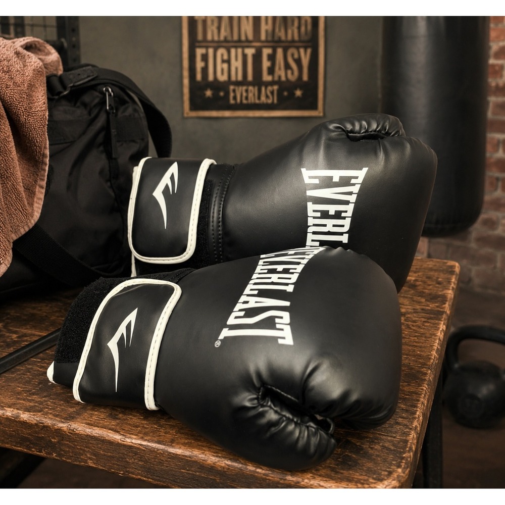 Everlast Boxing Gloves L/XL Black White Training Heavy Bag P00002328 Good